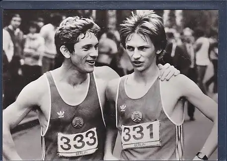 AK Jörg Peter u. Michael Heilmann Sieger und Zweitplazierter beim Marathonlauf 1984