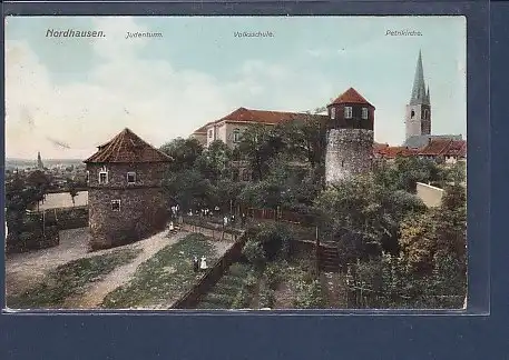 AK Nordhausen  Judenturm - Volksschule - Petrikirche 1909