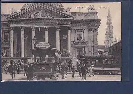 AK Bruxelles La Bourse ( Straßenbahn) 1915