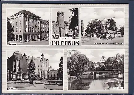 AK Cottbus 5.Ansichten Hauptpost 1968