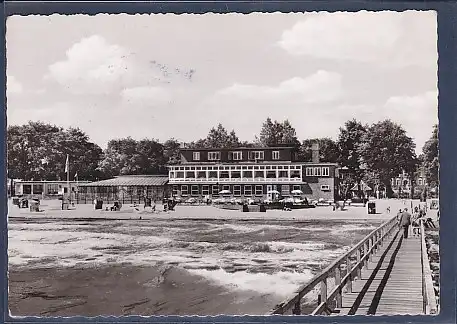 AK Ostseebad Eckernförde Kurhaus Seelust mit Anlegebrücke 1960