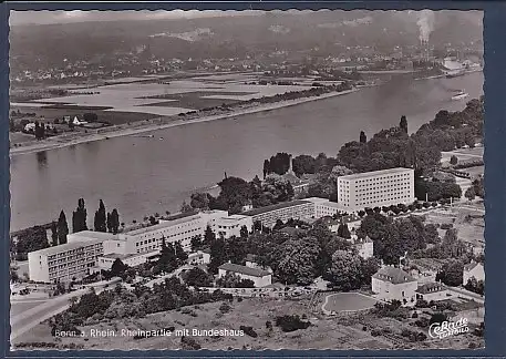 AK Bonn a. Rhein Rheinpartie mit Bundeshaus Luftbild 1953