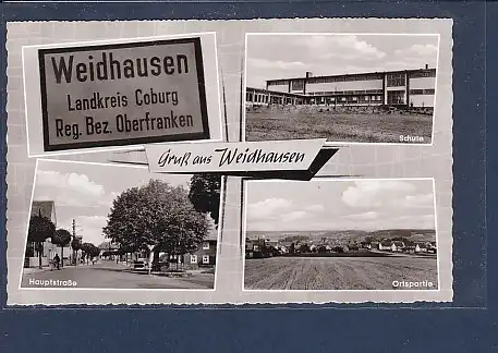 AK Gruß aus Weidhausen 3.Ansichten Schule 1960