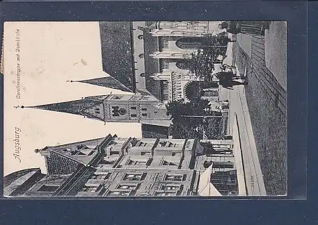 AK Augsburg Carolinenstrasse mit Domkirche 1909