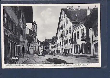 AK Mittenwald a. Isar Obermarkt mit Hotel Post 1930