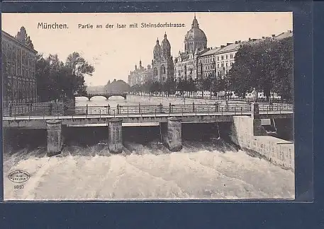 AK München Partie an der Isar mit Steindorfstrasse 1920