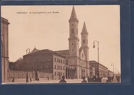AK München St. Ludwigskirche und Straße 1913