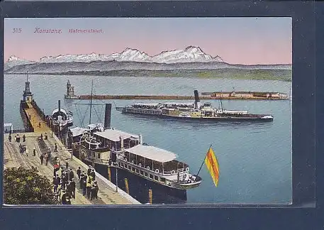 AK Konstanz Hafeneinfahrt 1920