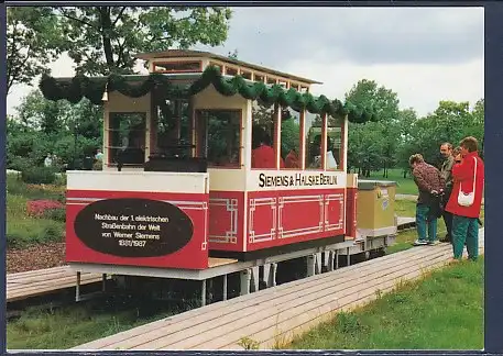 AK Erholungspark der Bundesgartenschau Berlin 1985 elektrische Straßenbahn