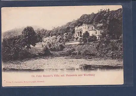 AK Dr. Fritz Reuter´s Villa mit Hainstein und Wartburg 1901