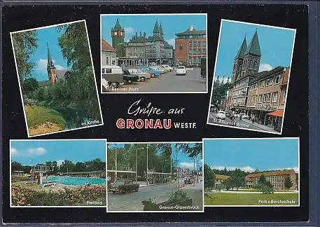 AK Grüße aus Gronau Westf. 6.Ansichten Grenze Glanerbrück 1970