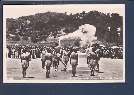 AK Der Start zum großen Olympia Fackellauf in Olympia 1936