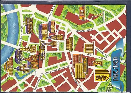 AK Dresden Stadtplan 1986