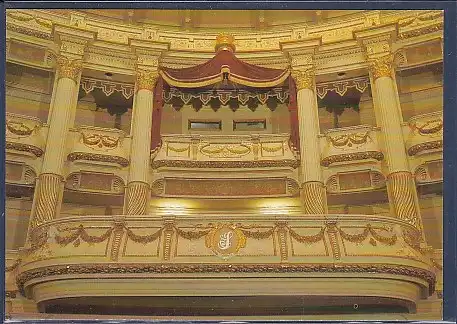 AK Semperoper Dresden Zuschauerraum Detail der Mittelloge mit den Initialen Ernst von Schuchs 1988