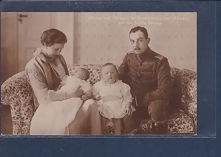 AK Herzog und Herzogin zu Braunschweig und Lüneburg mit den beiden Prinzen 1920