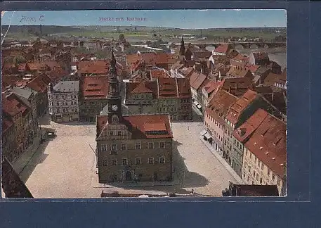 AK Pirna Markt mit Rathaus 1920