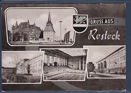 AK Gruss aus Rostock 4.Ansichten Ulrich von Hutten Straße 1963