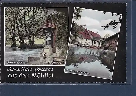 AK Herzliche Grüsse aus dem Mühltal 2. Ansichten Würm bei Gauting 1962