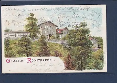 AK Litho Gruss von der Rosstrappe 1901