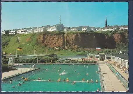 AK Helgoland Meerwasserfreibad mit Blick zum Falm 1970
