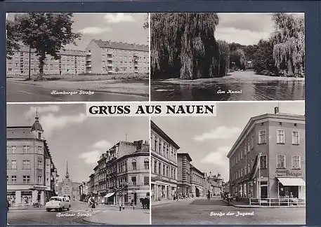 AK Gruss aus Nauen 4.Ansichten Hamburger Straße 1974
