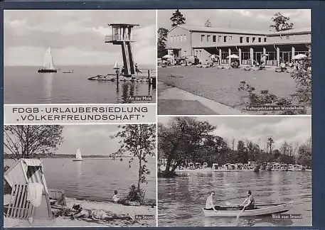 [Echtfotokarte schwarz/weiß] AK FDGB Urlaubersiedlung Völkerfreundschaft  4.Ansichten  Klink 1974. 