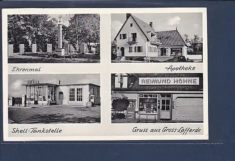 AK Gruss aus Gross Lafferde 4.Ansichten Shell Tankstelle 1957