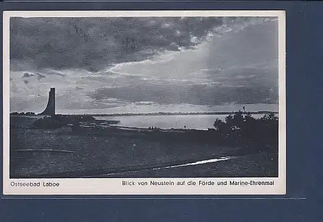 AK Ostseebad Laboe Blick von Neustein auf die Förde und Marine Ehrenmal 1940