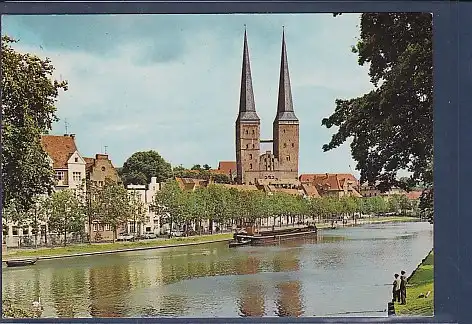 AK Lübeck Partie an der Obertrave mit Dom 1976