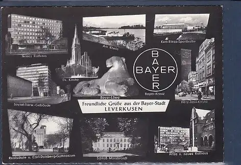 AK Freundliche Grüße aus der Bayer Stadt Leverkusen 11.Ansichten 1968