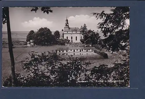 AK Dauborn / Ts Kirche u. Schwimmbad 1960