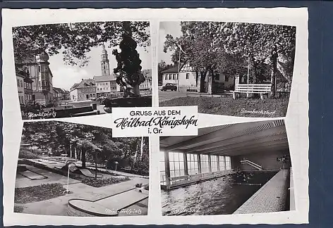 AK Gruss aus dem Heilbad Königshofen i.Gr. 4.Ansichten Mini Golfplatz 1960