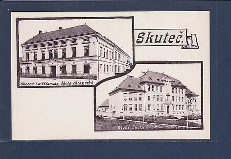 AK Skutec 2.Ansichten Divci Skola 1917