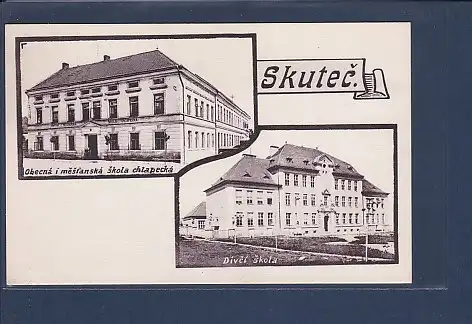 AK Skutec 2.Ansichten Divci Skola 1917