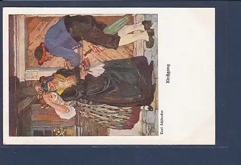 Künstler AK Kirchgang Toni Schönecker 1920