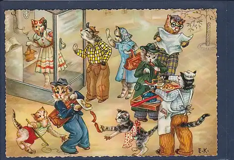AK Katzen in Menschengestalt 1960
