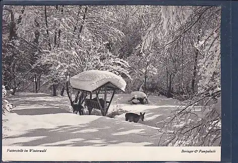 AK Futterstelle im Winterwald Beringer & Pampaluchi 1960