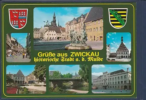 Wappen AK Grüße aus Zwickau historische Stadt a.d. Mulde 6.Ansichten 2000