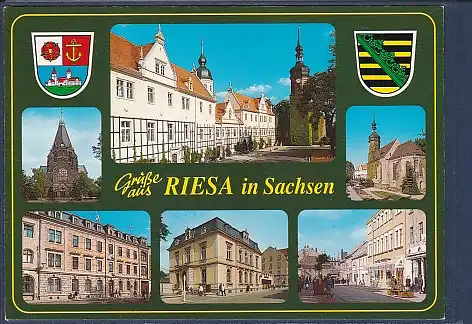Wappen AK Grüße aus Riesa in Sachsen 6.Ansichten 2000