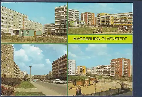 AK Magdeburg Olvenstedt 4.Ansichten Straße der Solidarität 1989