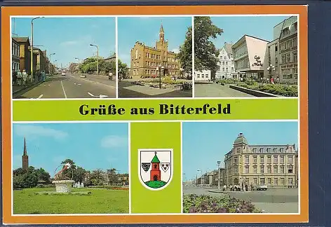 AK Grüße aus Bitterfeld 5.Ansichten Bahnhofhotel 1987