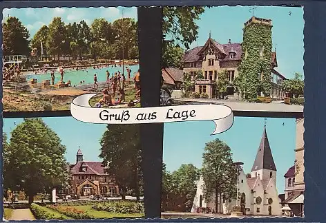 AK Gruß aus Lage 4.Ansichten Bahnhof 1962