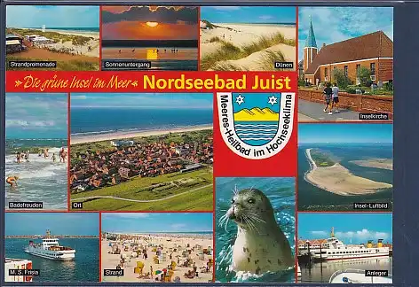 Wappen AK Die grüne Insel im Meer Nordseebad Juist 11.Ansichten 2000