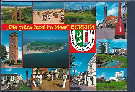 Wappen AK Die grüne Insel im Meer Borkum 11.Ansichten 2000