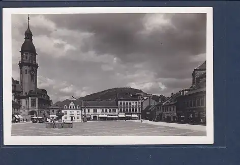AK Bilin Marktplatz mit Rathaus Sudetenland 1940