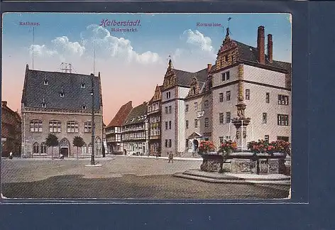 AK Halberstadt Rathaus Holzmarkt Kommisse 1915