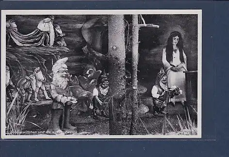 AK Schneewittchen und die sieben Zwerge Restaurant Zum Paradies Bernburg a. Saale 1951