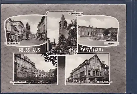 AK Grüsse aus Staßfurt 5.Ansichten Bahnhof 1966