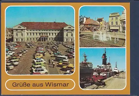 AK Grüße aus Wismar 3.Ansichten Schlepper am Kai 1990