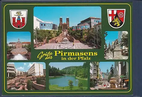 Wappen AK Grüße aus Pirmasens in der Pfalz 6.Ansichten 2000
